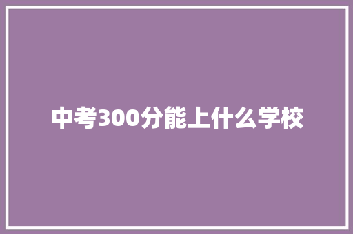 中考300分能上什么学校