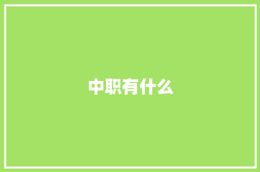 中职有什么