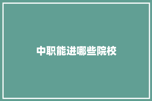 中职能进哪些院校