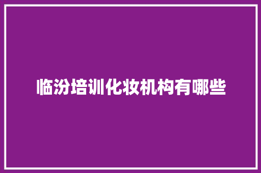 临汾培训化妆机构有哪些