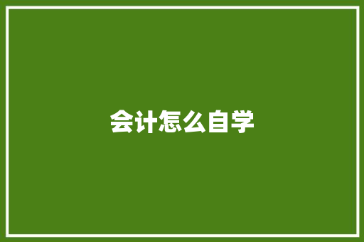 会计怎么自学