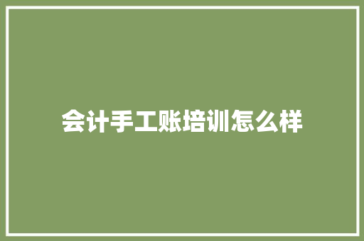 会计手工账培训怎么样