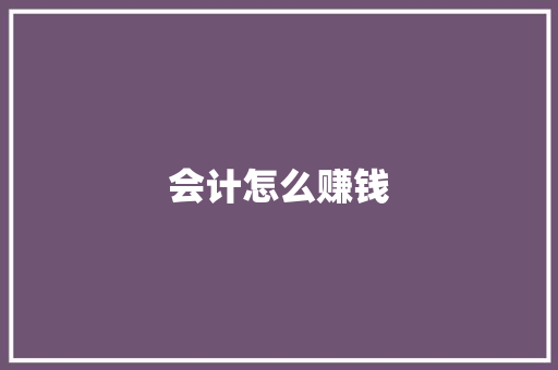 会计怎么赚钱