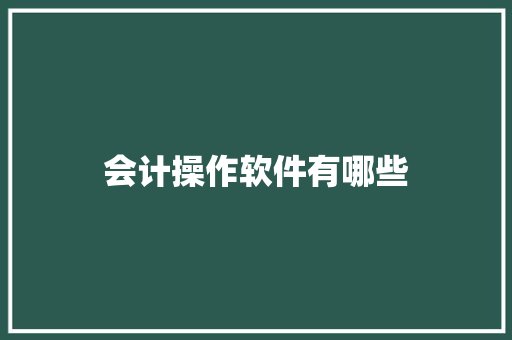 会计操作软件有哪些