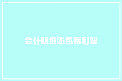会计明细账包括哪些 应用文范文