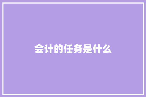 会计的任务是什么