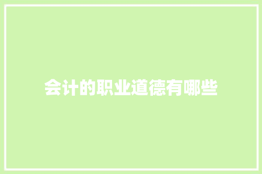 会计的职业道德有哪些 简历范文