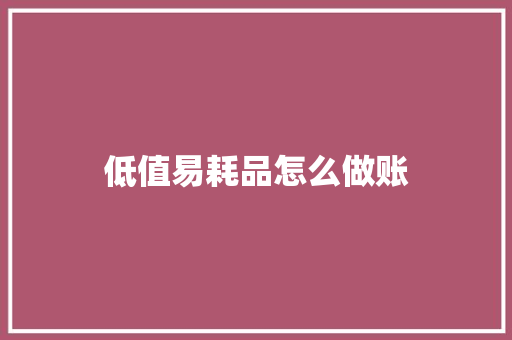 低值易耗品怎么做账 散文范文