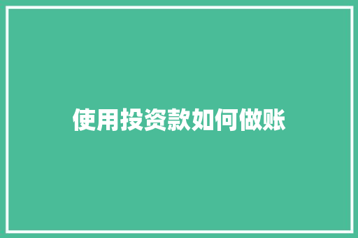 使用投资款如何做账