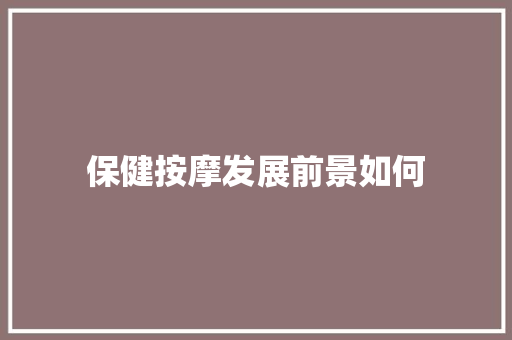 保健按摩发展前景如何 说明文范文