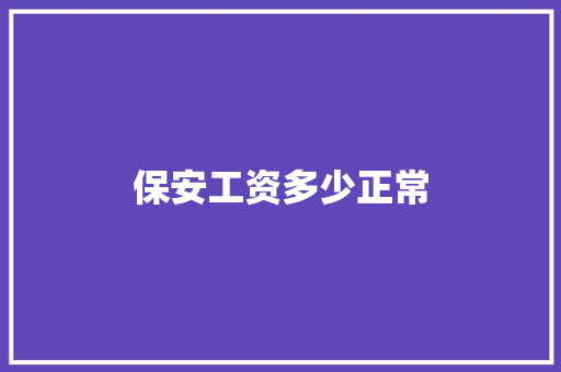 保安工资多少正常 商业计划书范文
