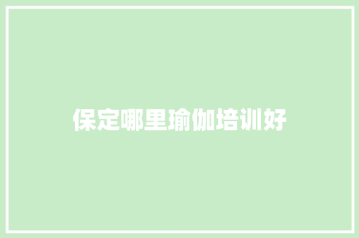 保定哪里瑜伽培训好