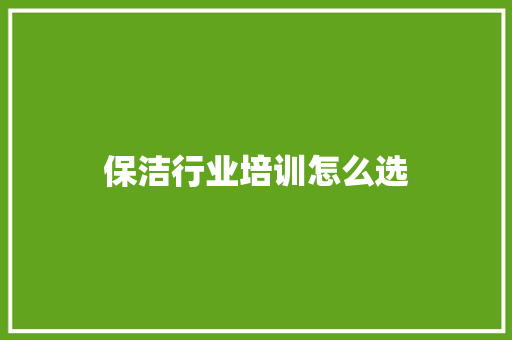 保洁行业培训怎么选 简历范文
