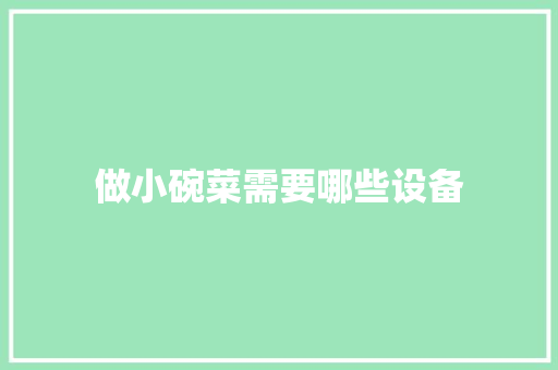 做小碗菜需要哪些设备 说明文范文