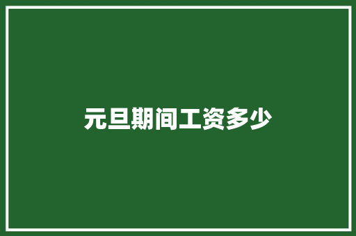 元旦期间工资多少