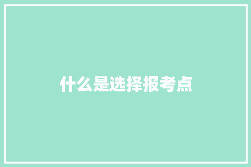什么是选择报考点 说明文范文