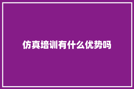 仿真培训有什么优势吗
