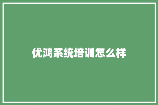 优鸿系统培训怎么样 诗歌范文