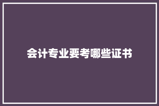 会计专业要考哪些证书 商业计划书范文