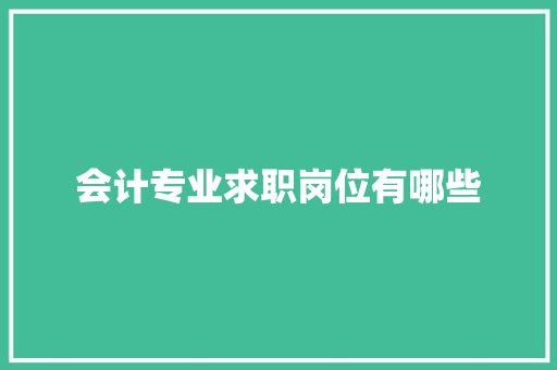 会计专业求职岗位有哪些