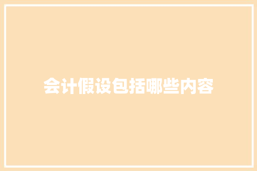 会计假设包括哪些内容 商业计划书范文