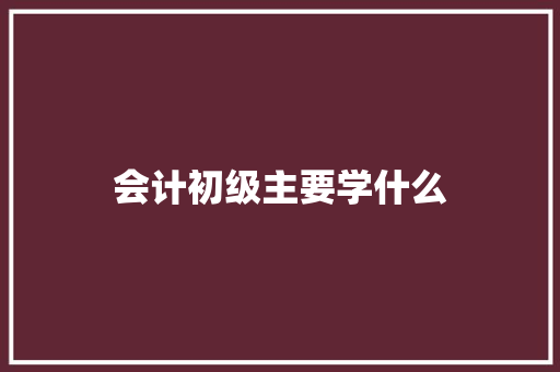 会计初级主要学什么 散文范文