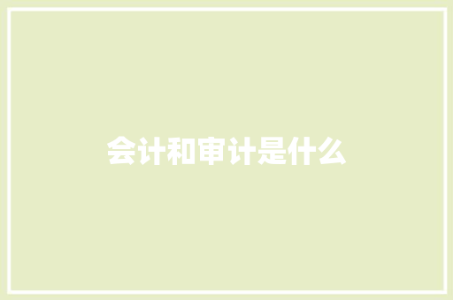 会计和审计是什么 应用文范文