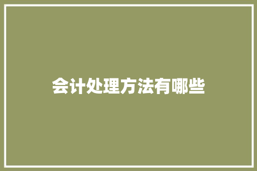 会计处理方法有哪些