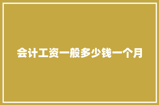 会计工资一般多少钱一个月