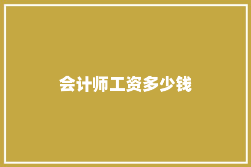会计师工资多少钱