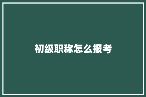 初级职称怎么报考