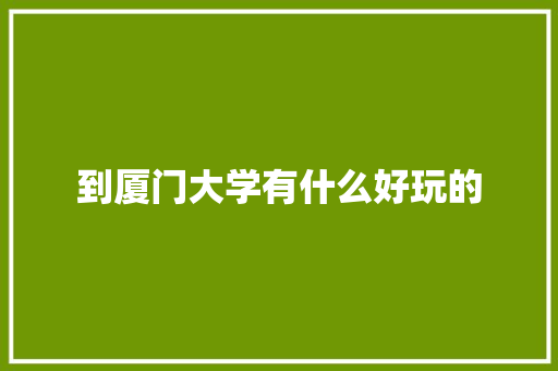 到厦门大学有什么好玩的