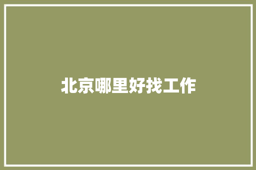 北京哪里好找工作