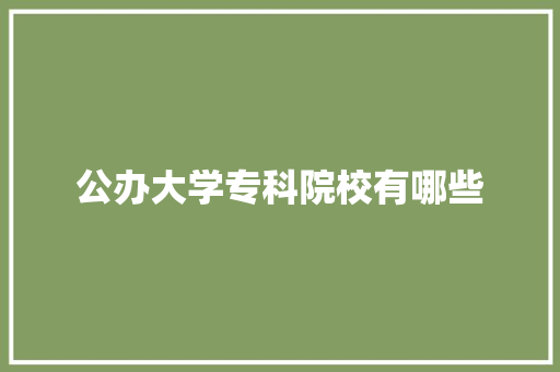 公办大学专科院校有哪些