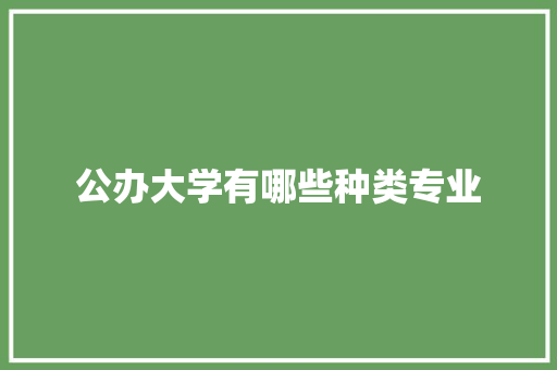 公办大学有哪些种类专业