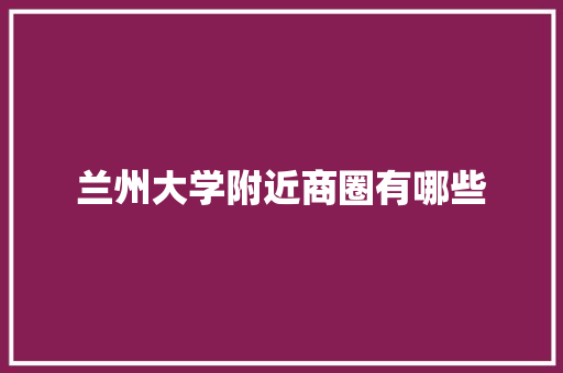 兰州大学附近商圈有哪些 商业计划书范文