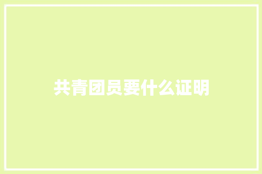 共青团员要什么证明