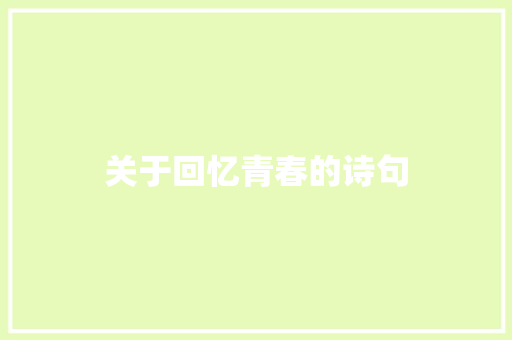 关于回忆青春的诗句