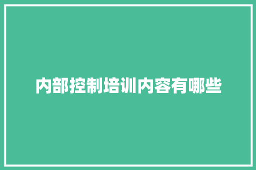 内部控制培训内容有哪些