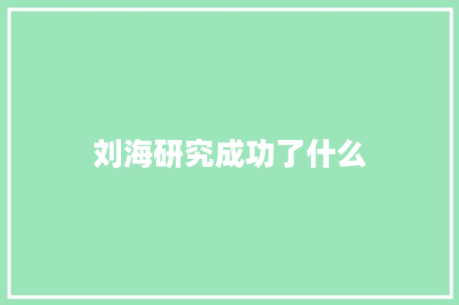 刘海研究成功了什么