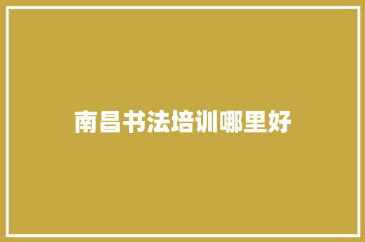 南昌书法培训哪里好