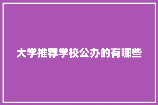 大学推荐学校公办的有哪些 演讲稿范文