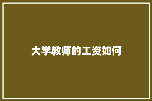 大学教师的工资如何