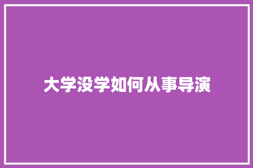 大学没学如何从事导演