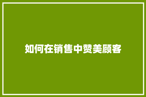 如何在销售中赞美顾客