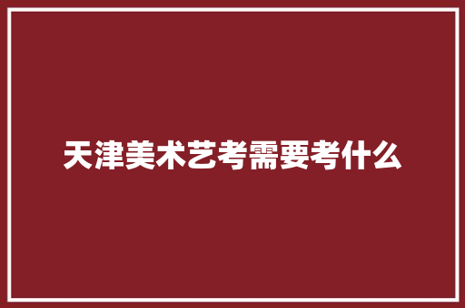 天津美术艺考需要考什么