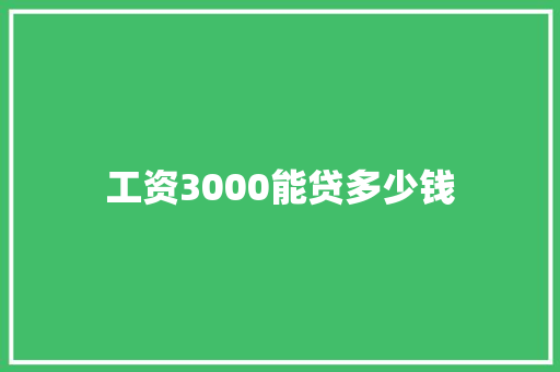 工资3000能贷多少钱
