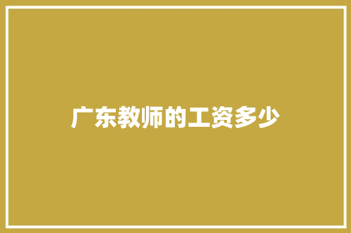 广东教师的工资多少