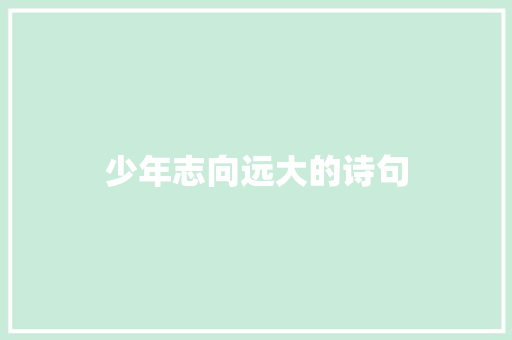 少年志向远大的诗句 记叙文范文