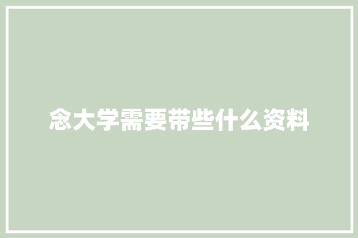 念大学需要带些什么资料